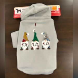 Gray Hoodie with Festive Gnome Design for dogs